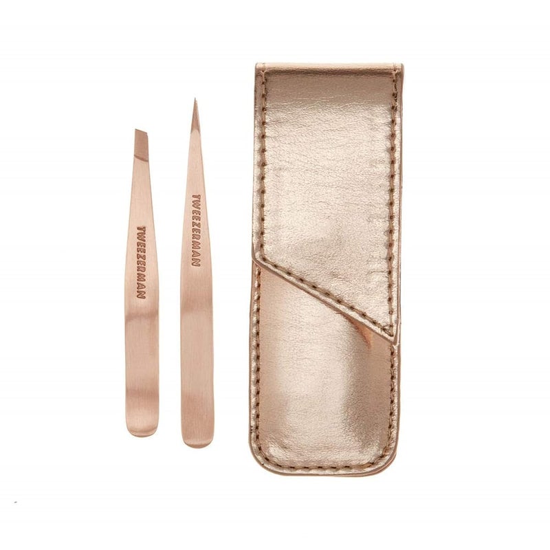 Tweezerman Rose Gold Petite Point and Slant Set with Travel Case - Image 1