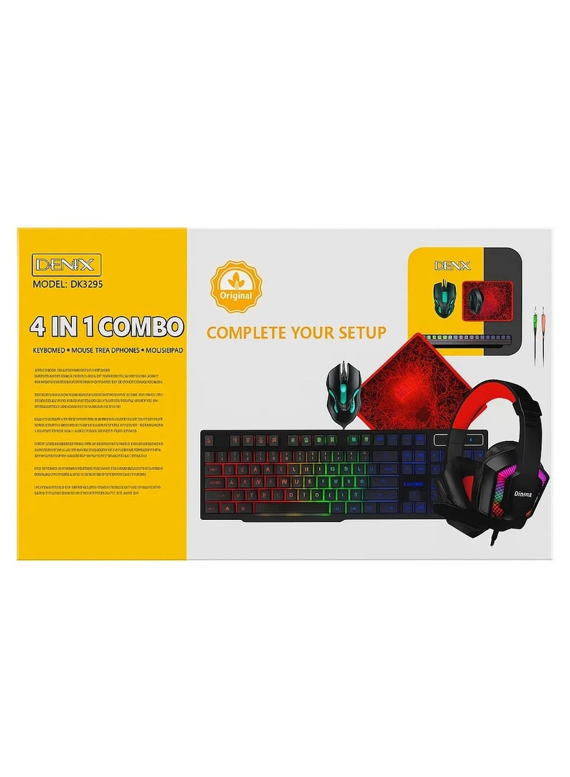 Denx Denx Key Gaming Keyboard Mouse & Headphone Combo – Colorful Backlight, Ergonomic Kickstand, High-Precision Mouse & Comfortable Headset for Laptop, PC, Home Office & Gaming - Image 2