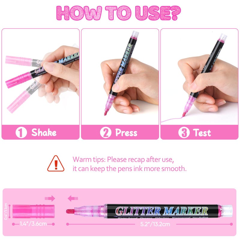 OLINGYOU Glitter Marker Pens,36 Colors Self-Shimmer Metallic Markers,Glitter Paint Pens DIY Crafts Greeting Birthday Cards, Making Poster,Album,Scrapbooking,Woodï¼ŒMugs - Image 4
