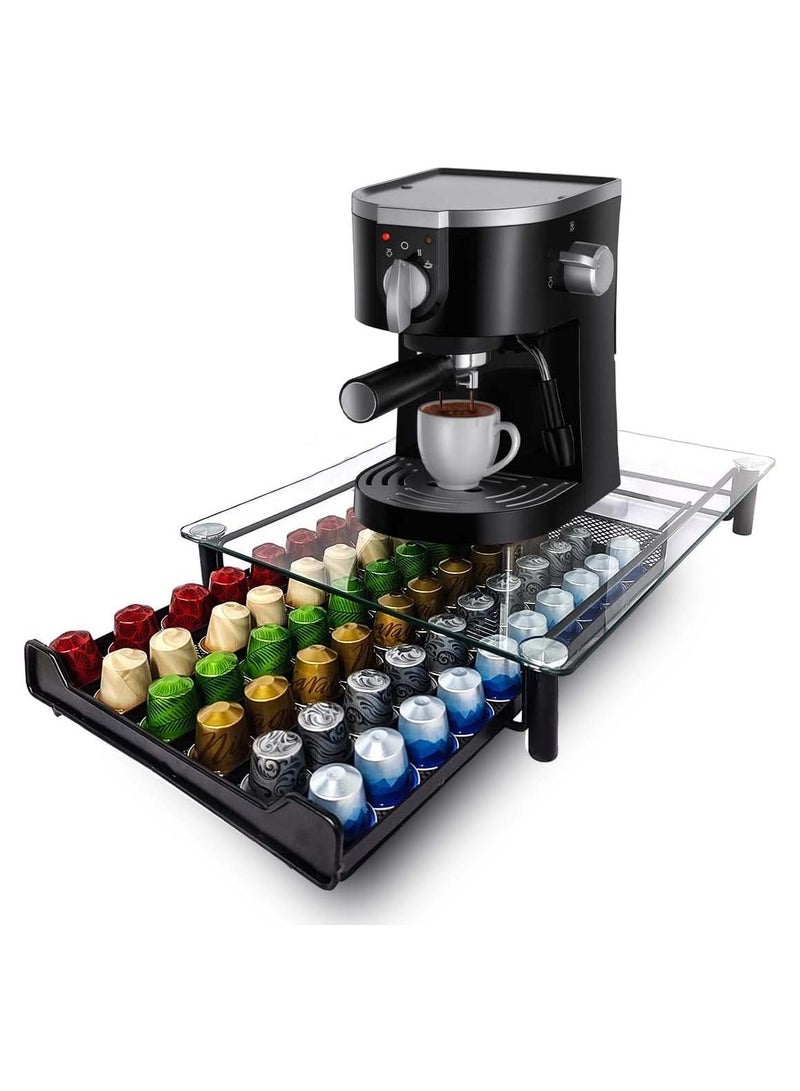 YIM-VIBEHAUS Coffee Pod Holder Drawer, 60 Capacity Coffee Capsule Storage, Nespresso Capsules Organizer with Sliding Baskets, Coffee Pod Stand Tray for Countertop Home Kitchen Counter Office  - Image 1