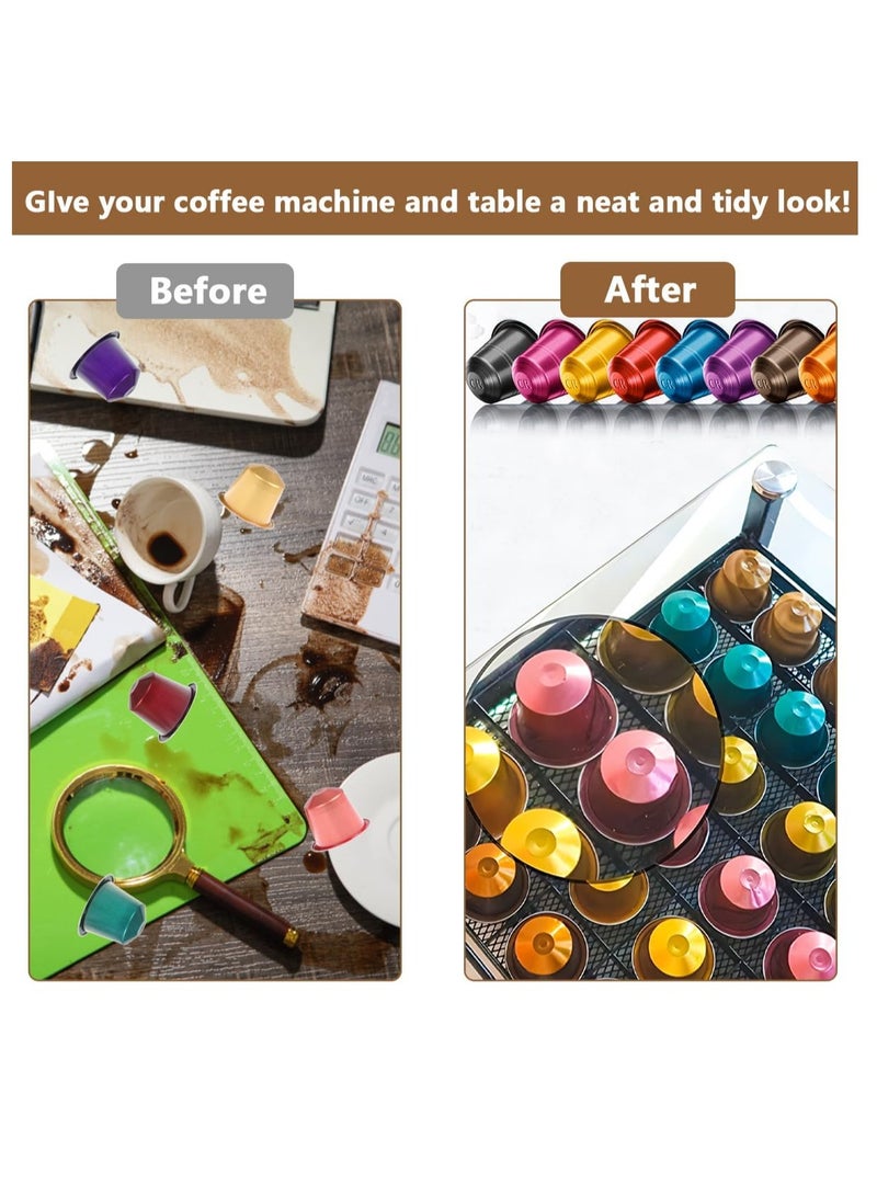 YIM-VIBEHAUS Coffee Pod Holder Drawer, 60 Capacity Coffee Capsule Storage, Nespresso Capsules Organizer with Sliding Baskets, Coffee Pod Stand Tray for Countertop Home Kitchen Counter Office  - Image 4