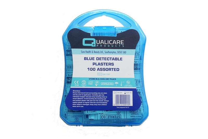 100 Assorted Sterile Blue Plasters Detectable for Catering