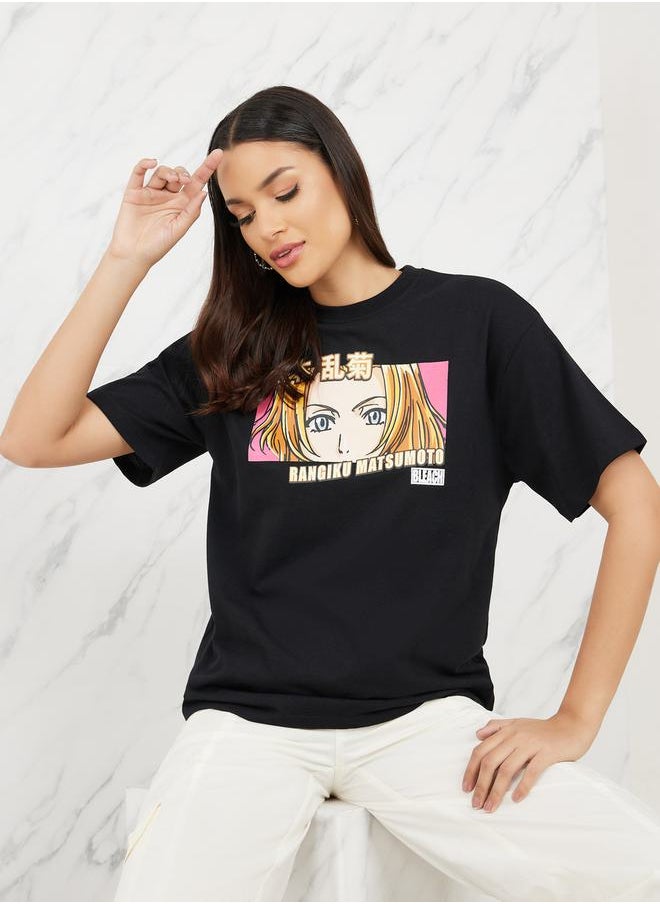 Styli - Oversized Anime Print Longline T-shirt - Image 1