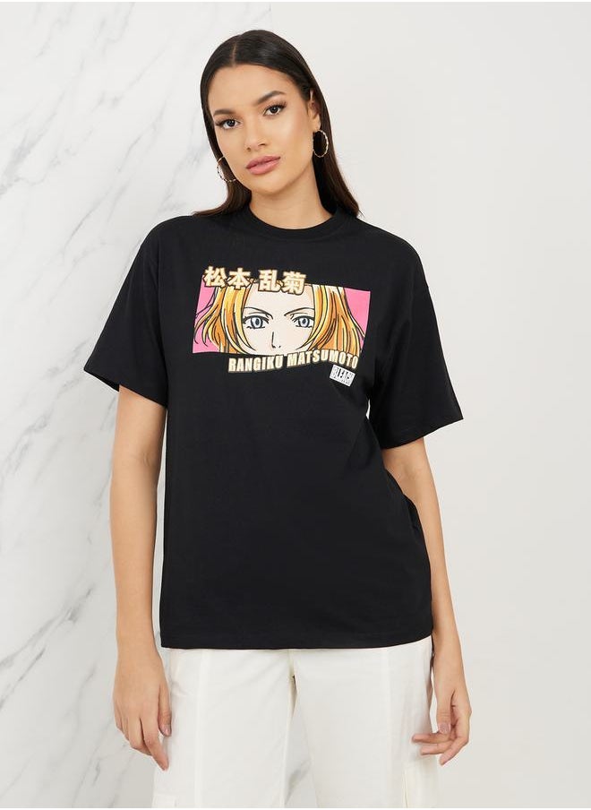 Styli - Oversized Anime Print Longline T-shirt - Image 1