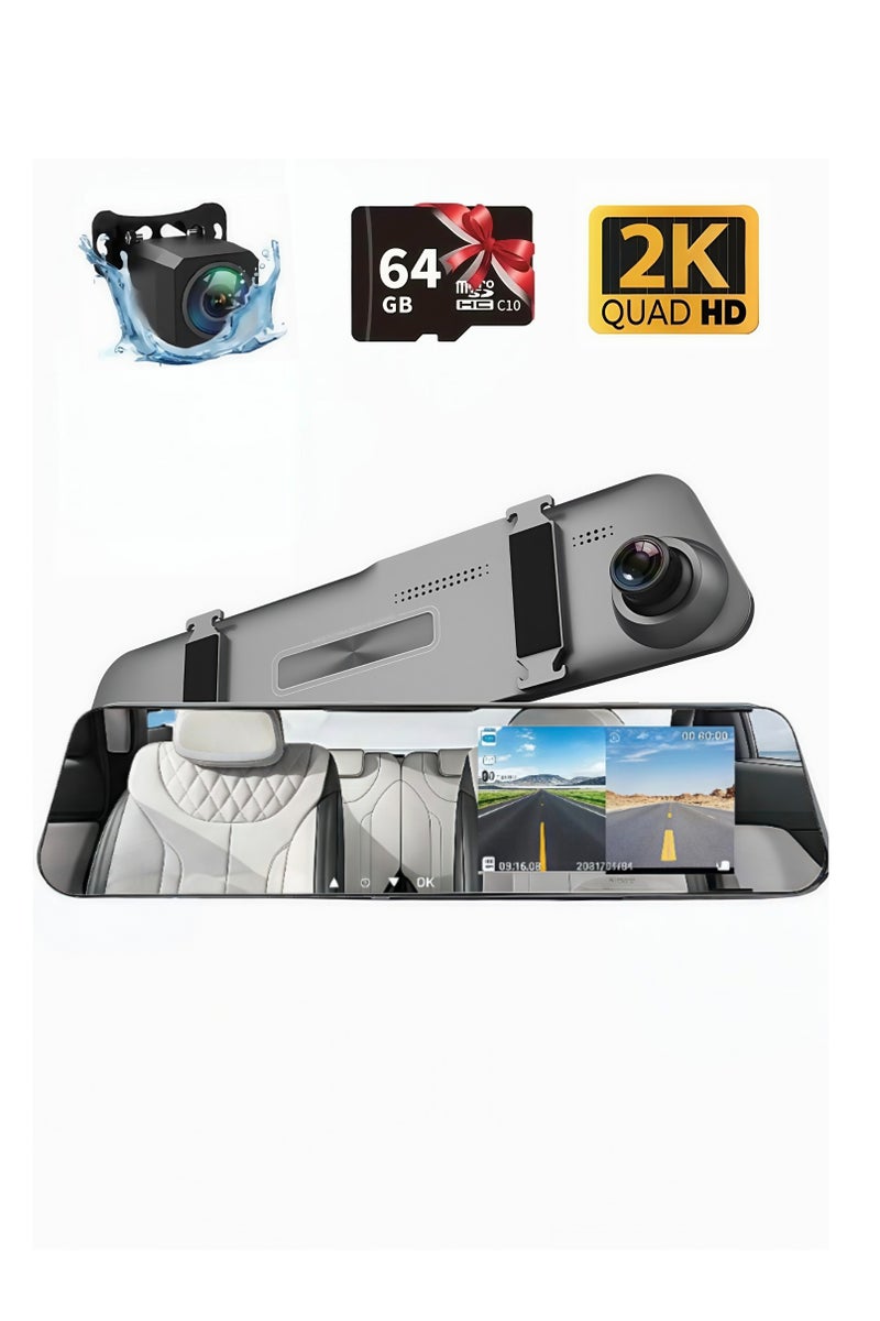 1080P 2.0IPS Touchscreen tachograph ,Dual Lens HD Front & Rear Camera Driving Recorder ,170°Wide Angle Support Night-Vision, Loop Recording ,Time-mark Motion Detection, Touch Version Mirror Dash Cam - Image 1