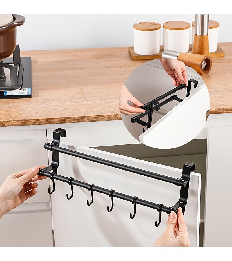 2 Pieces Double Layer White Large Size Kitchen Towel Rack Drill Free Cabinet Door Towel Bar Bathroom Double Towel Bar Rack Ideal For Organizing And Storing Towels Dishcloths Gloves And Various Kitchen Supplies Saving Space - Image 2
