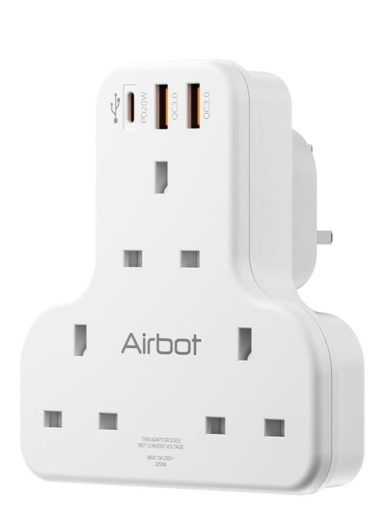 Airbot Air 3C-PD Multi Extension Socket 3250W 3 Way Socket Power Adaptor Multi Plug Extension ith USB + Type-C PD Extender Outlet Adaptor Plug Extension - Image 1
