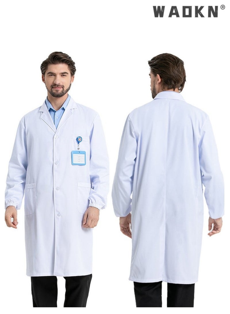 WAOKN Thin regular quality long sleeved (slightly translucent), size L， Medical Lab Coat White，White lab coat work uniform made of cotton，Pharmacy laboratory clothing, slimming food clothing, workwear, chef's clothing - Image 2