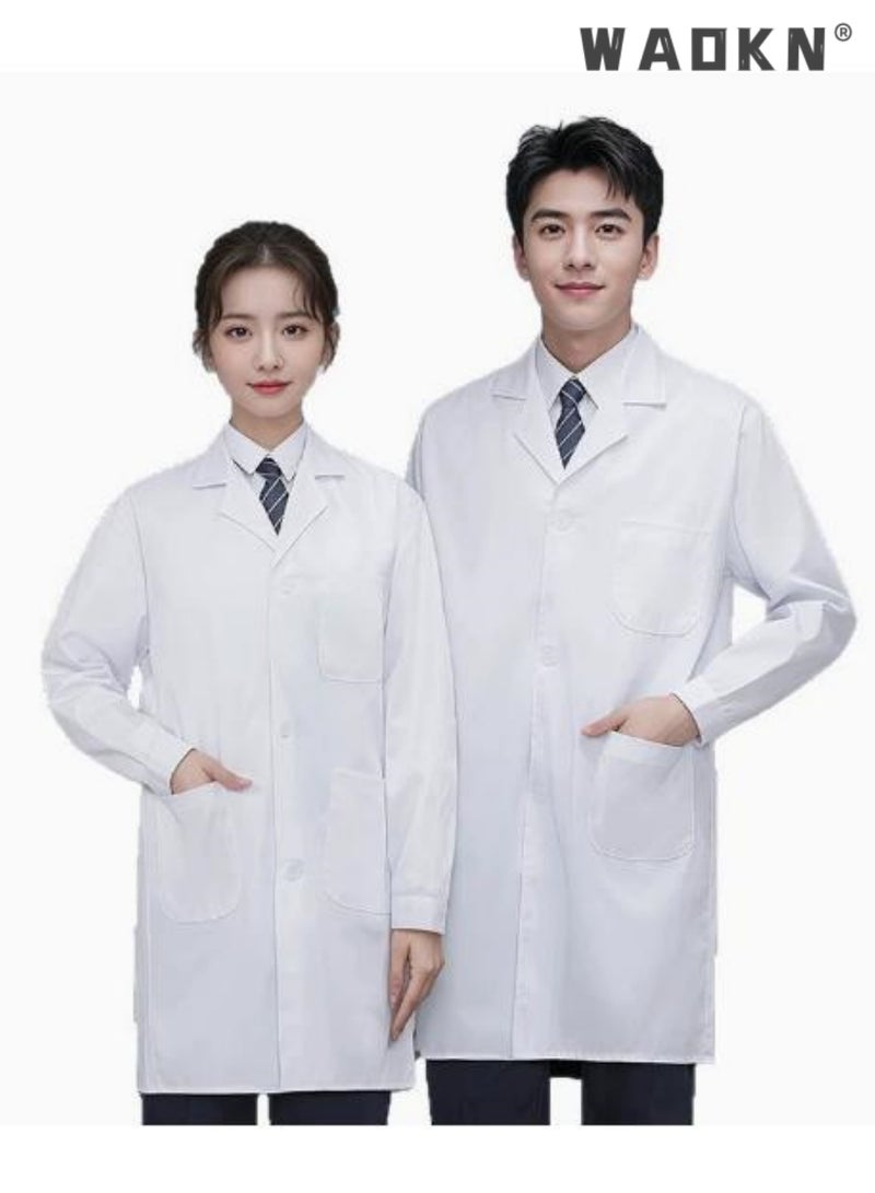 WAOKN Thin regular quality long sleeved (slightly translucent), size L， Medical Lab Coat White，White lab coat work uniform made of cotton，Pharmacy laboratory clothing, slimming food clothing, workwear, chef's clothing - Image 3