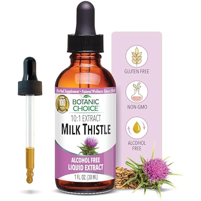 Botanic Choice Milk Thistle Liquid Extract, Alcohol Free, Gluten Free, Fast Acting Traditional Liver Favorite, 1 fl. oz - Image 1