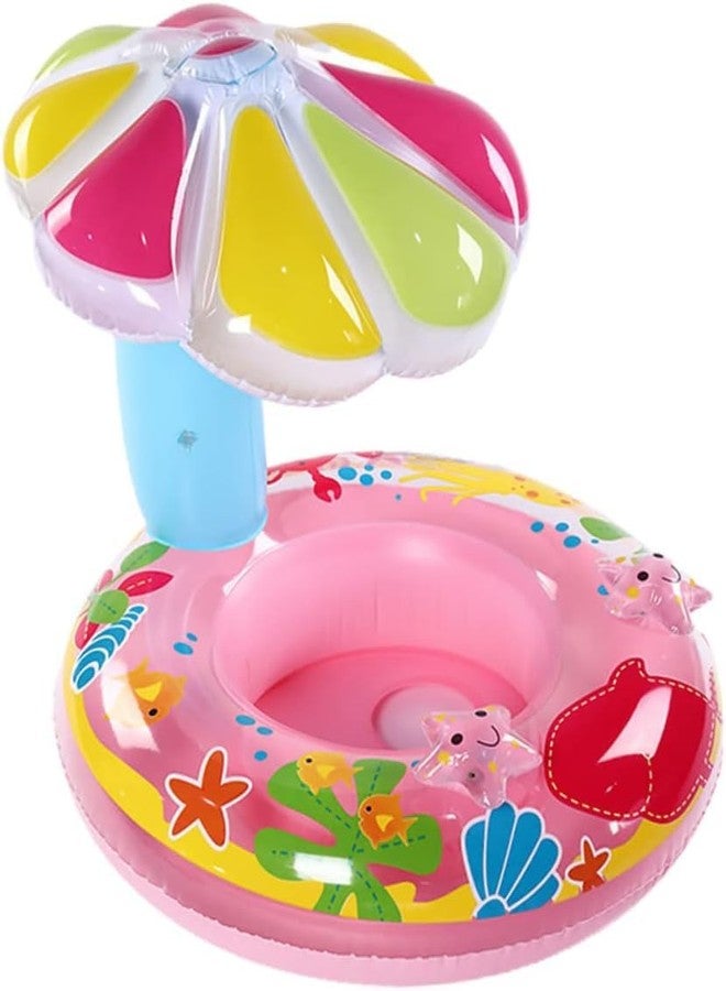 Delzon Inflatable Baby Swimming Pool with Sun Shade Umbrella | Kids Water Play Pool for Indoor & Outdoor | Thick PVC Material | Colorful Cartoon Design | Easy Inflate Mini Pool - Image 1
