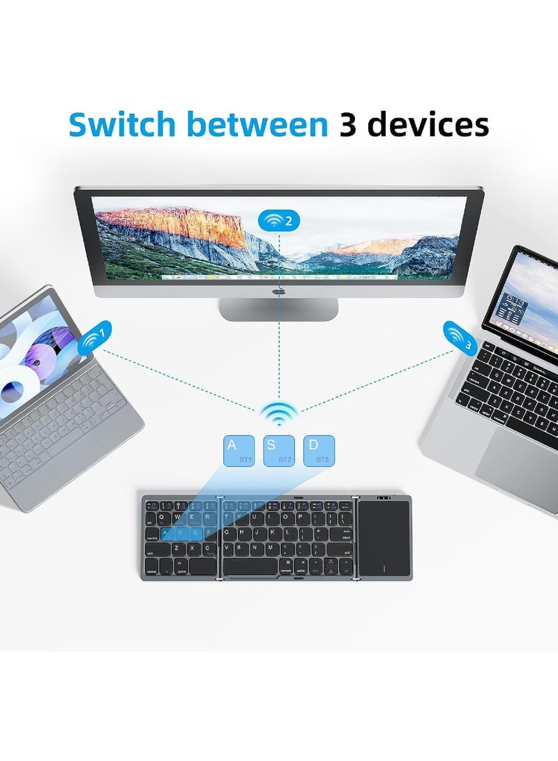 Captaintech Wireless Bluetooth Keyboard with Touchpad – Foldable, Rechargeable, Multi-Device Compatible for iPad, iPhone, Android, Windows, Laptop, Tablet & PC - Image 5