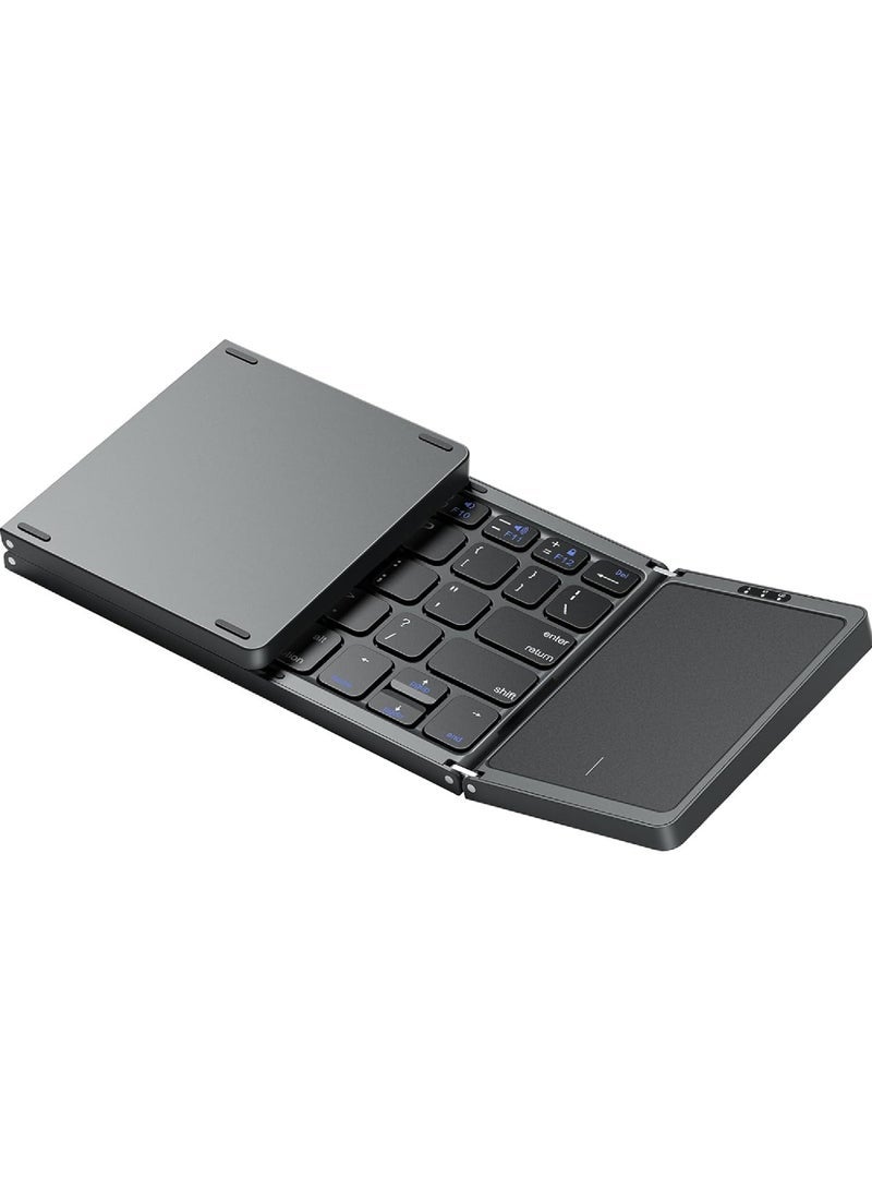Captaintech Wireless Bluetooth Keyboard with Touchpad – Foldable, Rechargeable, Multi-Device Compatible for iPad, iPhone, Android, Windows, Laptop, Tablet & PC - Image 1