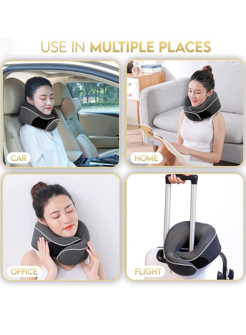 VUCATIN وسادة الرقبة وسادة رقبة من الإسفنج الذكي للسفر مع غطاء قابل للغسل، وسادة رقبة محمولة للسفر للسفر والمنزل والمكتب وتخفيف آلام الرقبة أثناء النوم (وسادة على شكل حرف U باللون الأسود) - Image 5