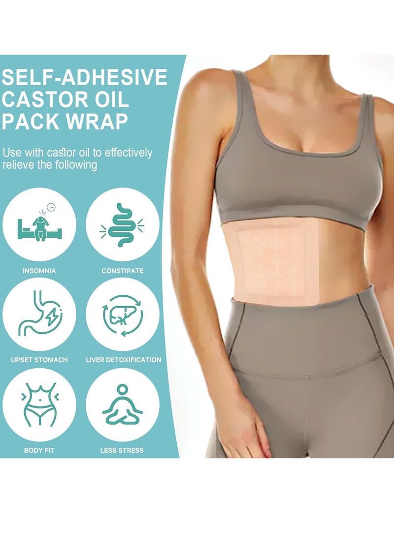 10Pcs Castor Oil Pack Wrap for Liver Detox Highly Absorbent 8.7x7.9 Self Adhesive Castor Oil Wrap Organic Cotton No Wash Anti See Breathable and Elastic Oil Not Included - Image 2