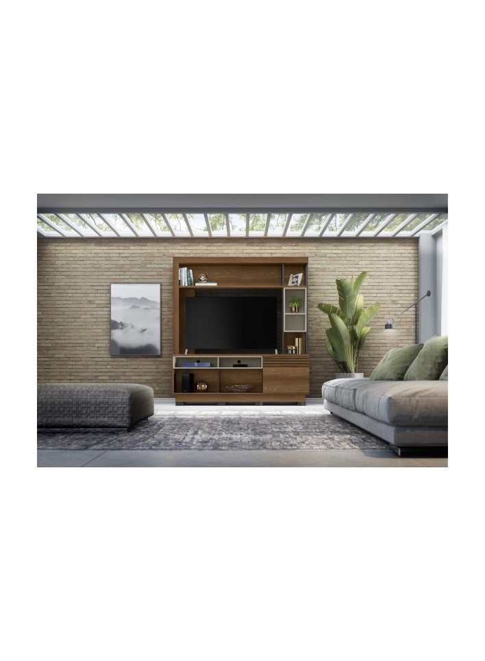 سحابة طاولة تلفزيون وحدة تلفزيون جدارية فاخرة – طاولة تلفزيون عصرية بتصميم خشبي انيق بمساحات تخزين ورفوف ديكور، يناسب الشاشات حتى 75 بوصه - Image 4
