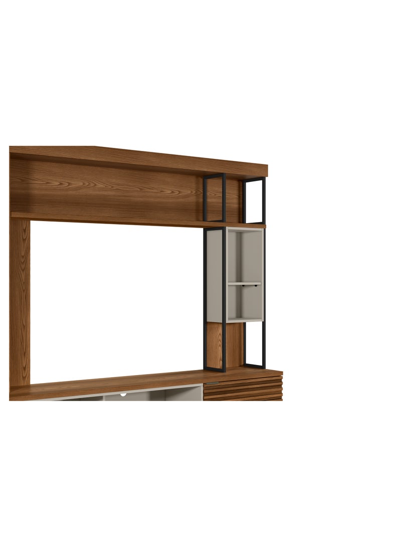 سحابة طاولة تلفزيون وحدة تلفزيون جدارية فاخرة – طاولة تلفزيون عصرية بتصميم خشبي انيق بمساحات تخزين ورفوف ديكور، يناسب الشاشات حتى 75 بوصه - Image 5