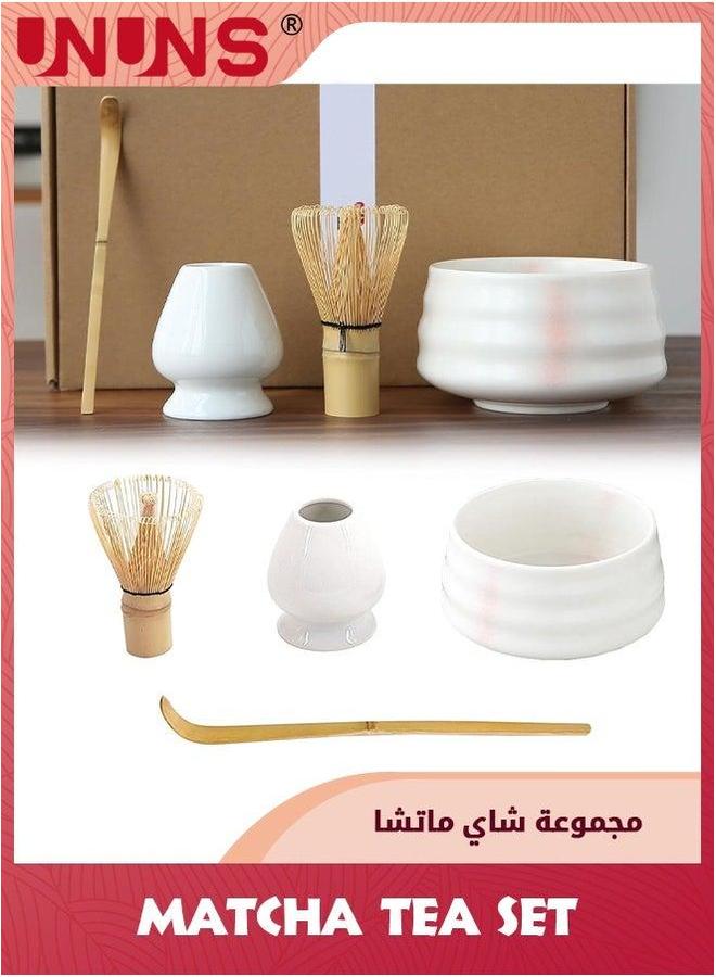 UNUNS Matcha Tea Whisk Set,4-Piece And Bowl Ceremony Accessory Kit,Pink Stripe Ceramic Bowl,Matcha Whisk,Traditional Scoop,Perfect Set To Prepare A Traditional Cup Of - Image 1