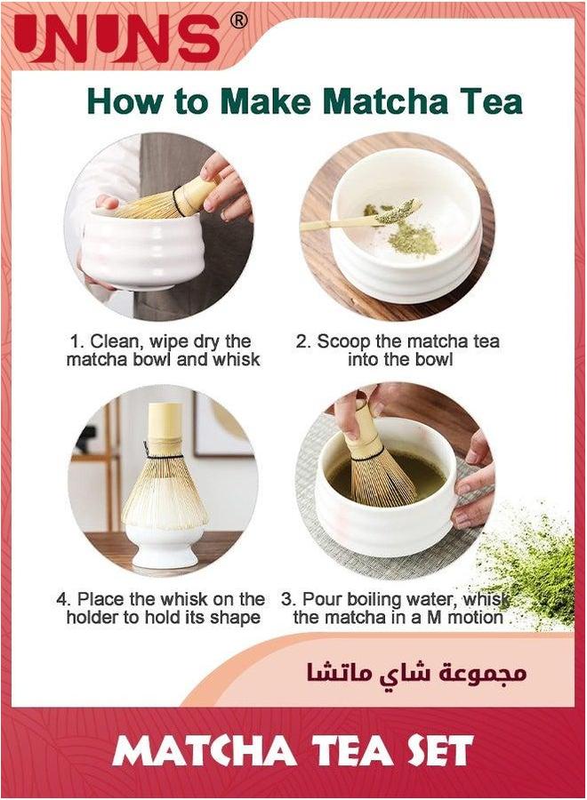 UNUNS Matcha Tea Whisk Set,4-Piece And Bowl Ceremony Accessory Kit,Pink Stripe Ceramic Bowl,Matcha Whisk,Traditional Scoop,Perfect Set To Prepare A Traditional Cup Of - Image 4