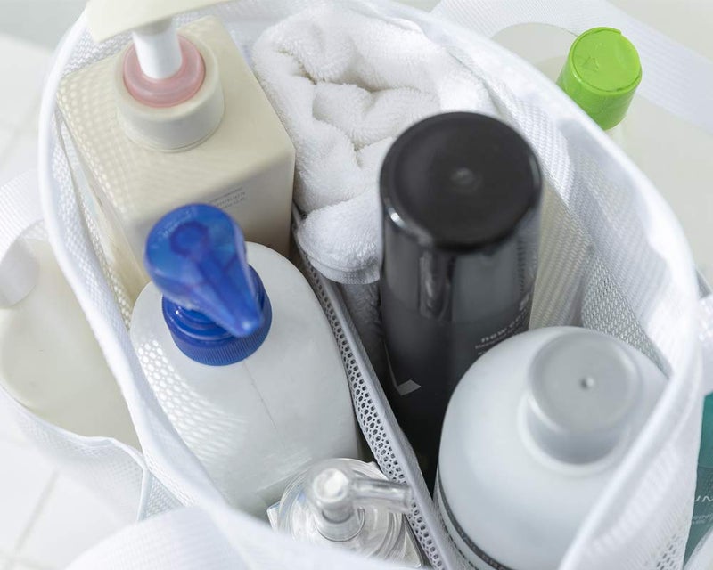 ALYER Large Mesh Toiletry Tote Bag with Separated Inner Compartment,Portable Shower Caddy Bath Organizer with Durable Handles and Zipper (Black) - Image 4