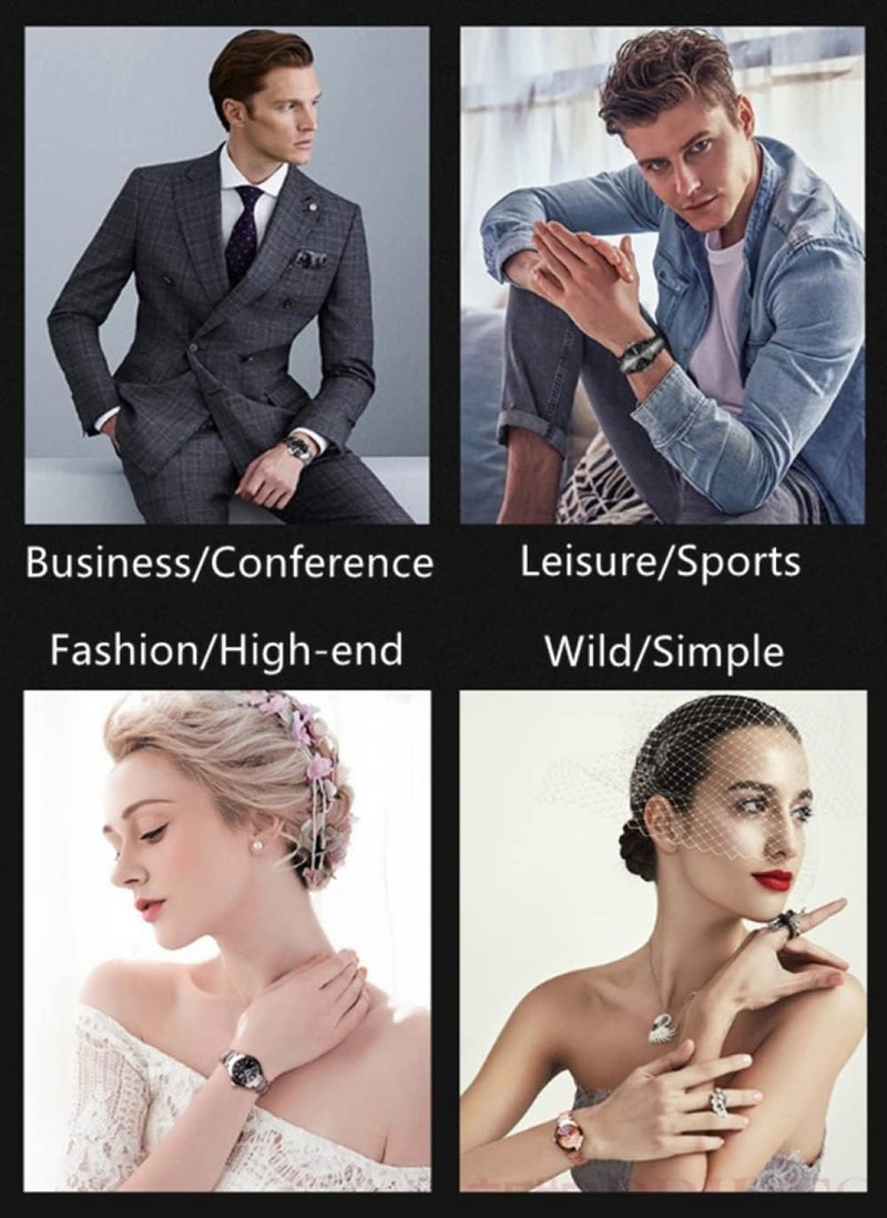 erorex Men's Gold Watch,Luxury Luminous Couple Pair Watches 3D Dragon Diamond Watches for Men Stainless Steel Dragon Wristwatch Romantic Quartz Waterproof Business Watches His and Her Couple Watches - Image 4