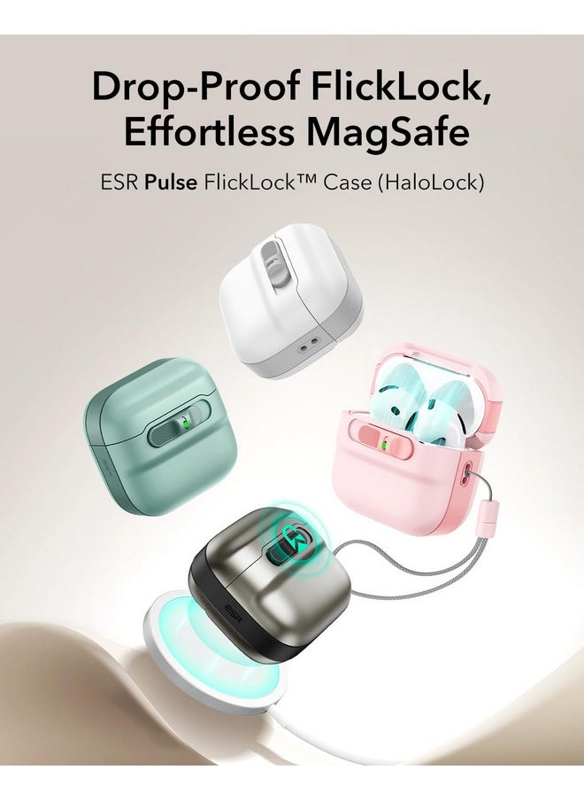 اي اس ار حافظة ESR لسماعات AirPods 4 (HaloLock)، متوافقة مع حافظة AirPods 4 من الجيل (2024) (USB-C)، متوافقة مع MagSafe، قفل مغناطيسي للغطاء، غطاء حماية ضد السقوط مع حبل، سلسلة Pulse، أبيض  - Image 3