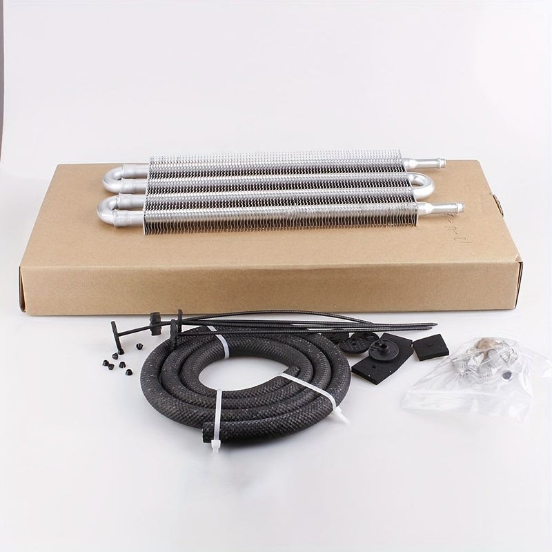 Car Modification Parts Silvery Oil Cooler AC Tubular Tube Condenser Kit 2 Rows - Image 2