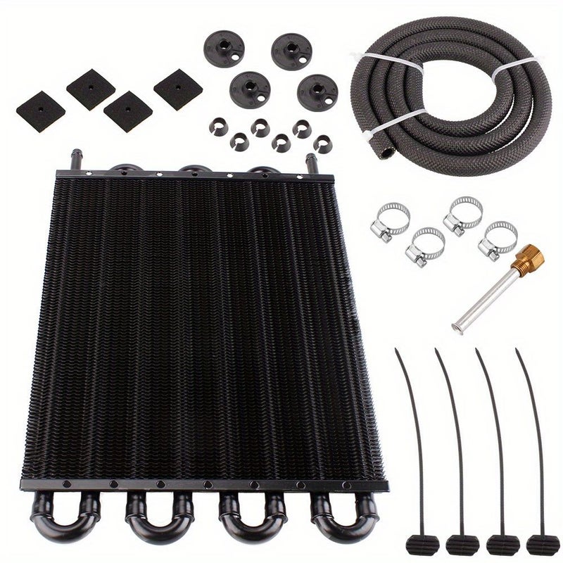 Car Modification Parts Silvery Oil Cooler AC Tubular Tube Condenser Kit 2 Rows - Image 5