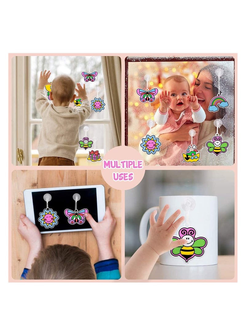 Excefore Painted Window Art for Kids Suncatcher Kit, Creative Color Adhesive Painting Includes 12 Pattern, 8 Colored Gel Pens, DIY Stained Acrylic Painting Toys for Girls Childern - Image 5