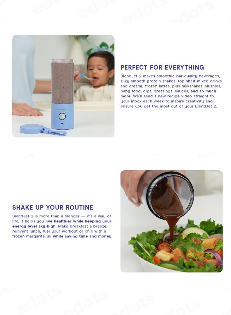 blendjet V2 Portable Blender, 475ml USB-C Rechargeable, Leak Proof, BPA-Free, Ice Crusher, Stainless Steel Blades, Personal Smoothie Maker - Royal Blue  - Image 5