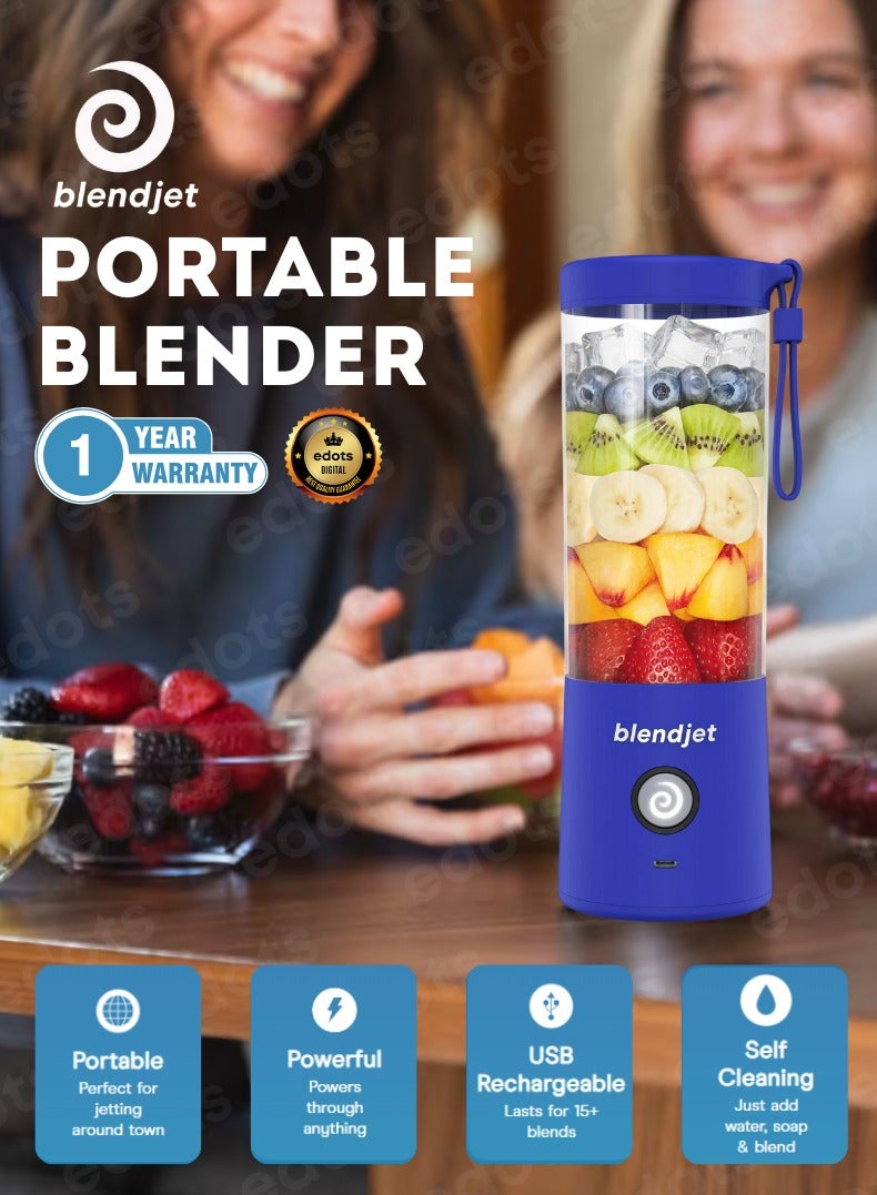 blendjet V2 Portable Blender, 475ml USB-C Rechargeable, Leak Proof, BPA-Free, Ice Crusher, Stainless Steel Blades, Personal Smoothie Maker - Royal Blue  - Image 1