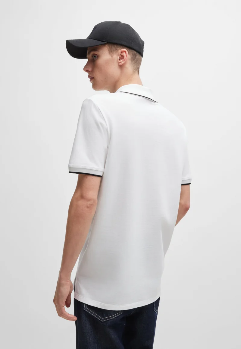 HUGO Stretch-cotton slim-fit polo shirt with contrast trims