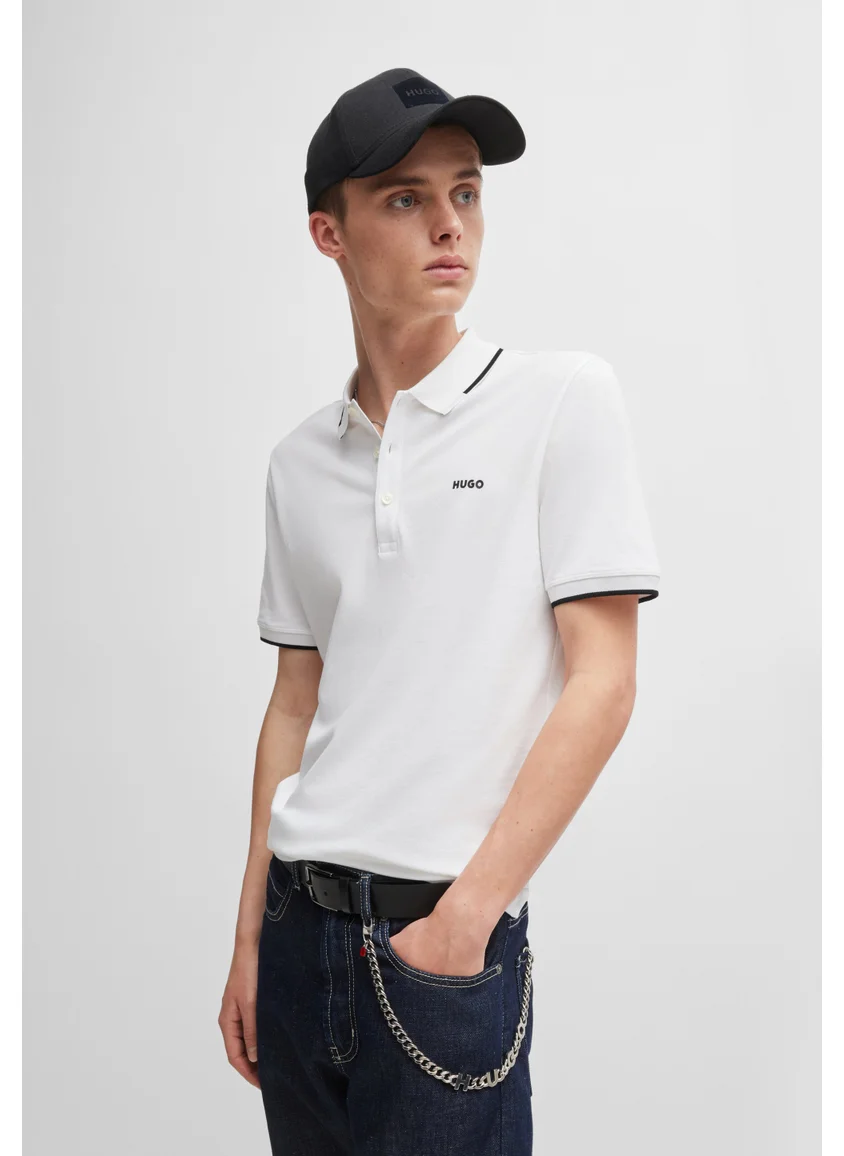 هوجو Stretch-cotton slim-fit polo shirt with printed logo