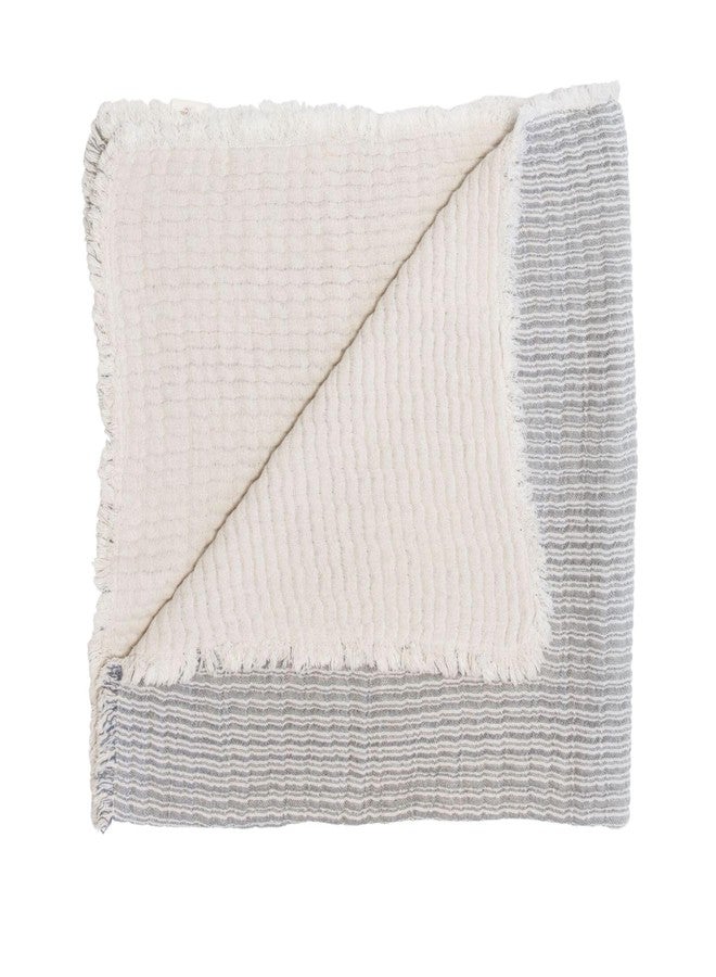 Crane Baby Shoreline Stripe Blanket, Soft Cotton Nursery and Stroller Blanket, 100% Cotton, 36" x 36" - Image 1