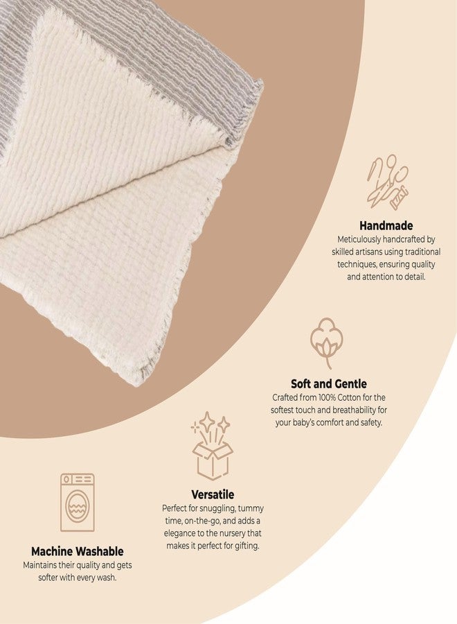 Crane Baby Shoreline Stripe Blanket, Soft Cotton Nursery and Stroller Blanket, 100% Cotton, 36" x 36" - Image 2