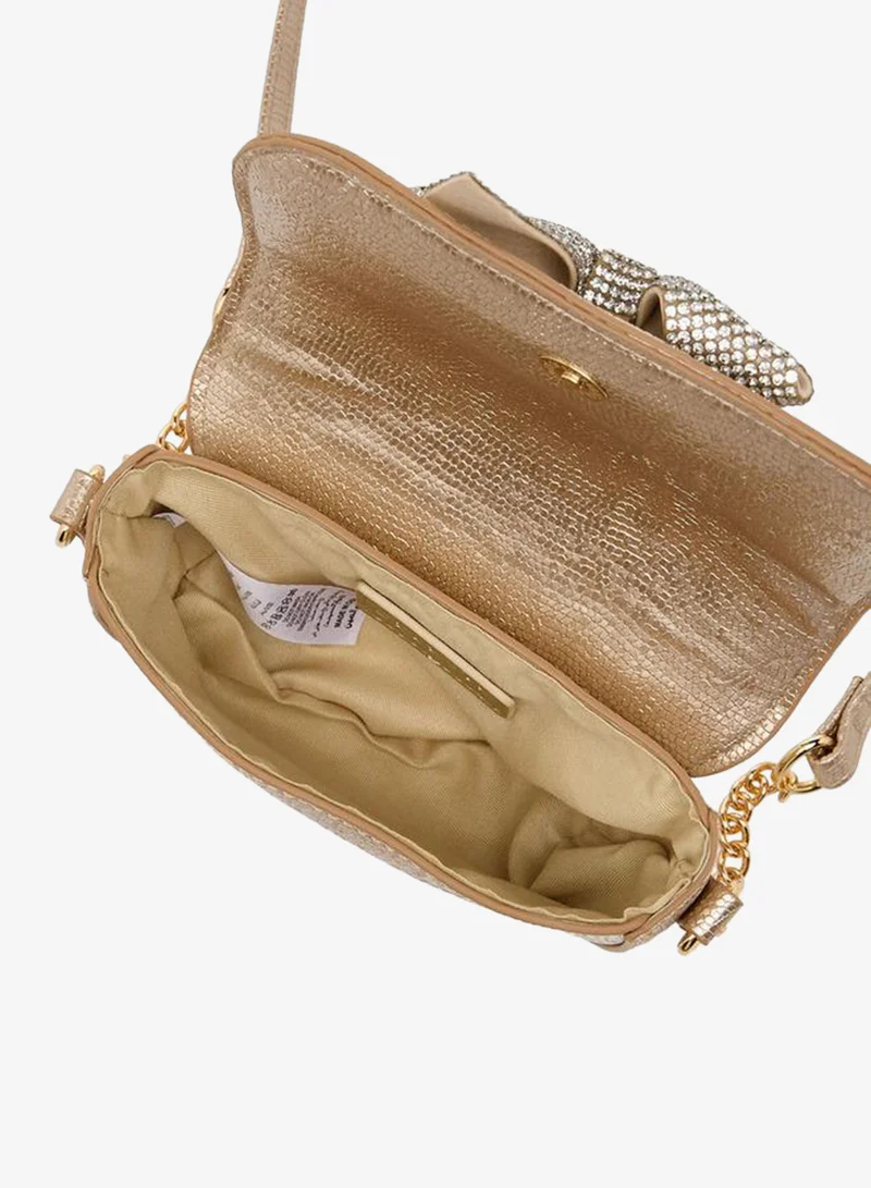 Celeste GOLD Bow Embellished Crossbody Bag with Chain Strap for Women | Best Price UAE