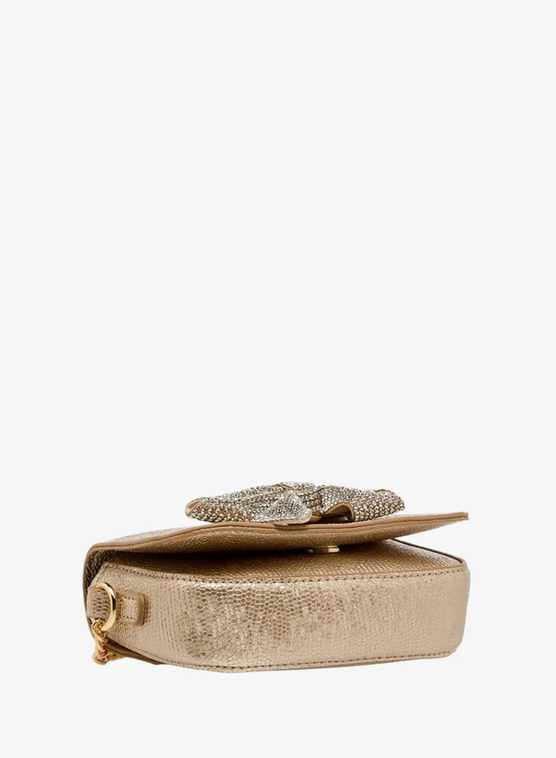 Celeste GOLD Bow Embellished Crossbody Bag with Chain Strap for Women | Best Price UAE