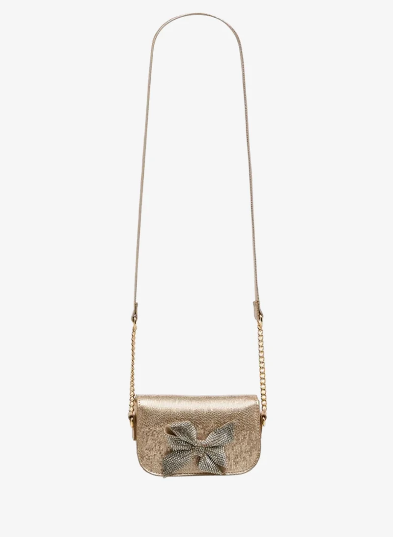 Celeste GOLD Bow Embellished Crossbody Bag with Chain Strap for Women | Best Price UAE
