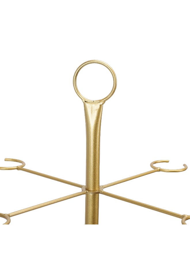 3-Tier Freestanding Countertop Wine Glass Drying Rack with 12 Hooks, Golden Metal Stemware Holder for Bar, Kitchen, Dining - Image 4