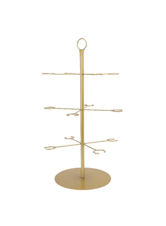 3-Tier Freestanding Countertop Wine Glass Drying Rack with 12 Hooks, Golden Metal Stemware Holder for Bar, Kitchen, Dining - Image 1