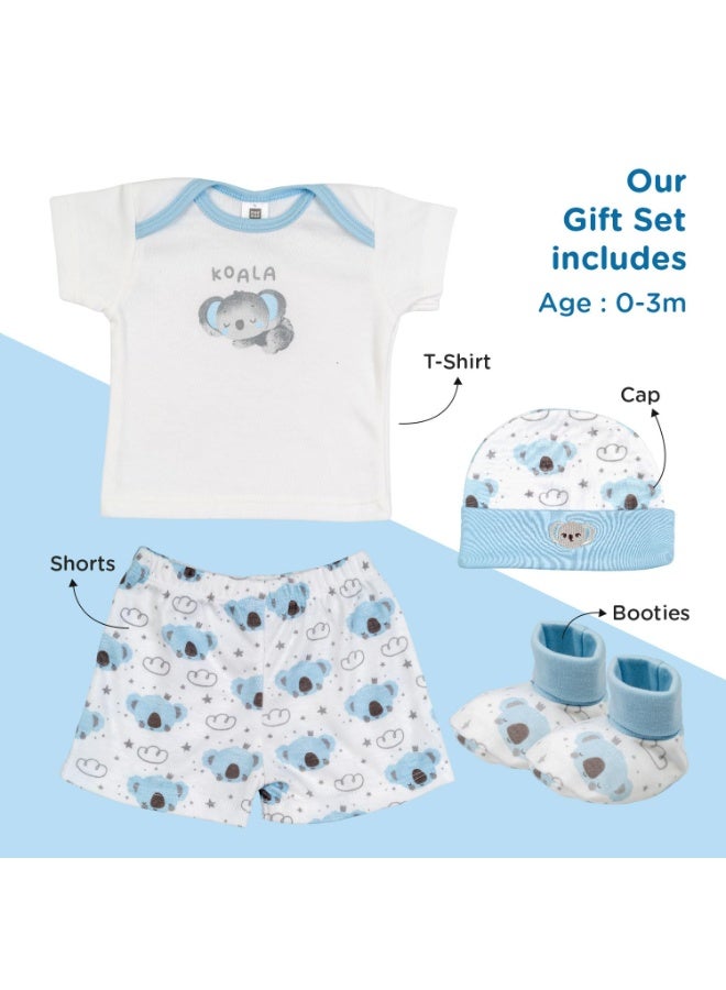 Mee Mee New Born Baby Gift Set | Soft Cotton Clothing Essentials for Infants/Baby Girls, Boys | Baby Shower Clothing Hamper (4 Pieces, Blue)| Ideal Gift for New Born Baby - Image 4