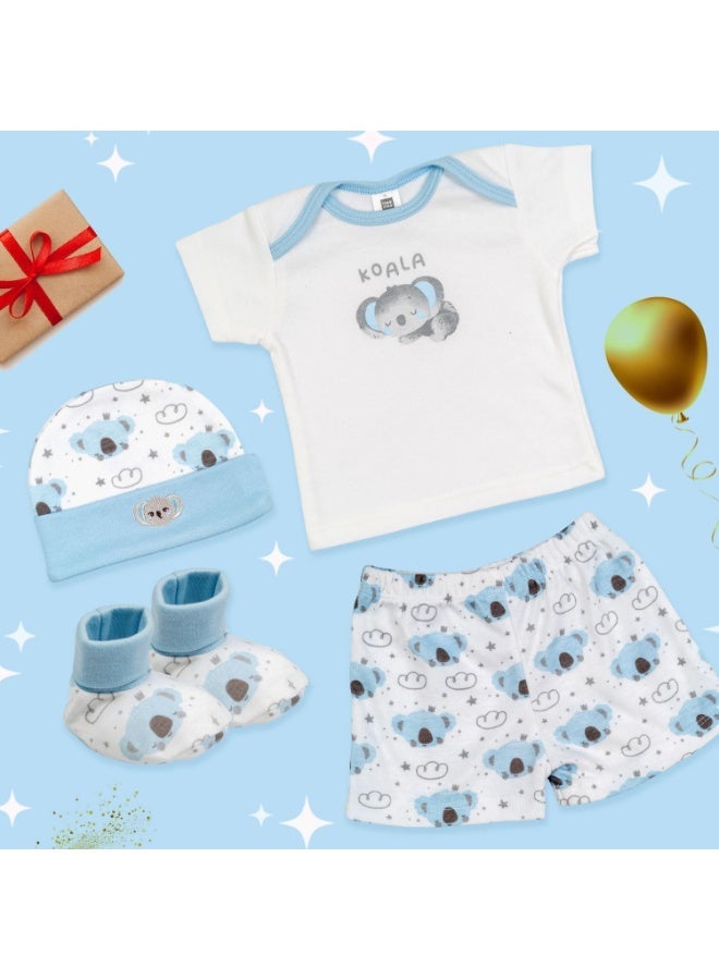Mee Mee New Born Baby Gift Set | Soft Cotton Clothing Essentials for Infants/Baby Girls, Boys | Baby Shower Clothing Hamper (4 Pieces, Blue)| Ideal Gift for New Born Baby - Image 2