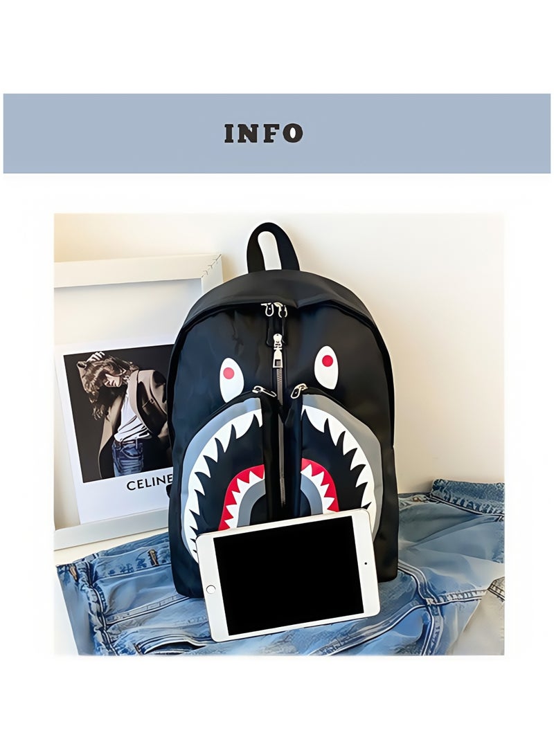SKT Shiketro Shark Print Large Capacity Backpack Funny Fashion Casual Backpack High School Student College Student Backpack 31*41*14CM - Image 3