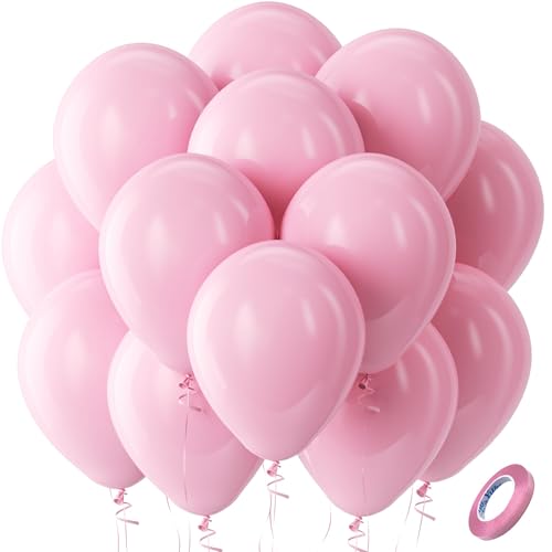 Bezente Pastel Pink Latex Party Balloons 100 Pack 12 inch Round Helium Light Pink Bridal Pink Balloons for Easter Wedding Bridal Shower Gender Reveal Birthday Princess Party Decorations - Image 1