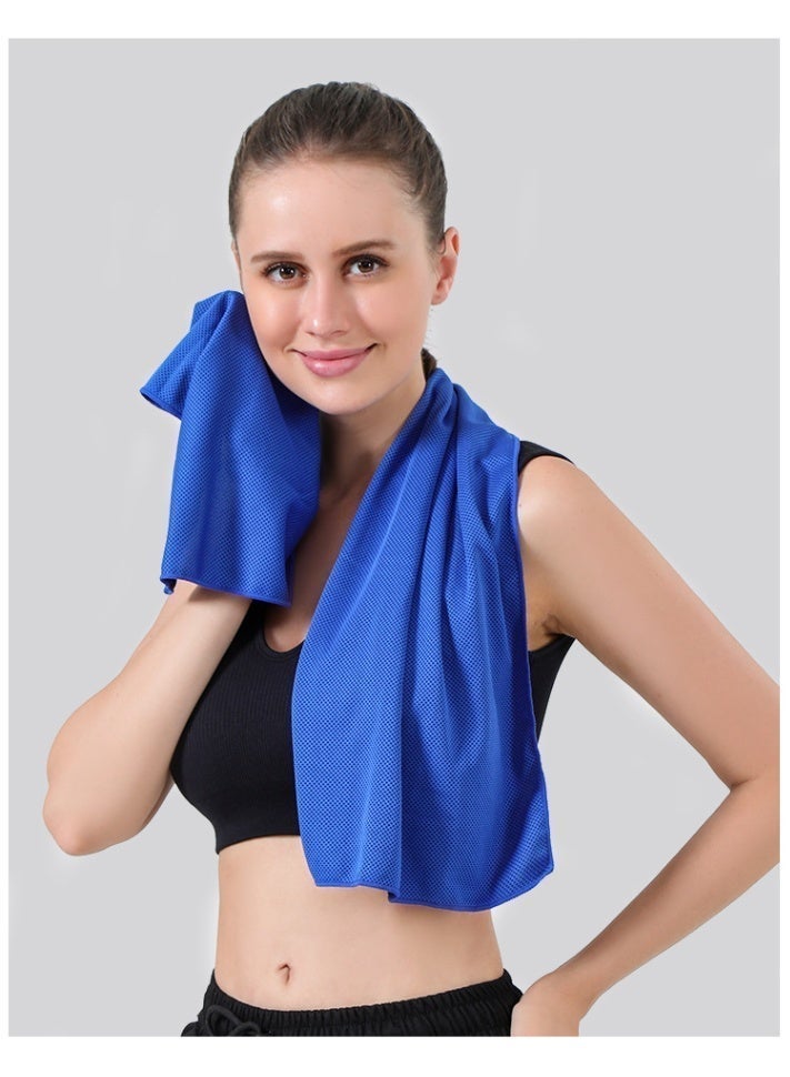 Gym Cooling Towels (3 boxes) Ice Sweat Towels Quick Drying Ultra fine Fiber Cloth, Suitable for Yoga Exercise Gym Fitness Running Swimming Camping Golf Football Outdoor Sports (90x30cm, Lake Blue, Rose Red, Deep Blue) - Image 4