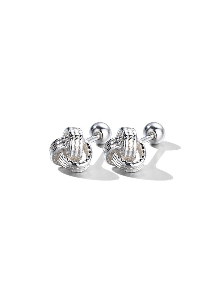 xozgdovg Ruyi knot screw earrings light luxury high sense simple wrapped round ball  - Image 1