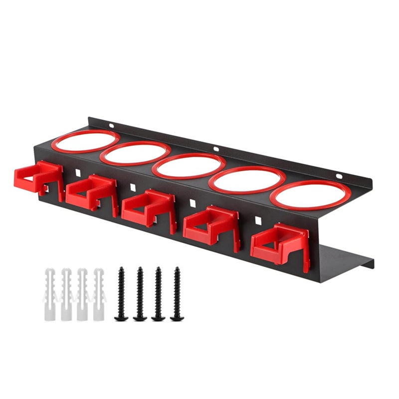Spray Bottle Storage Rack Hanging Rail Accessory Display Hanger for Car Beauty Shop with 5 Plastic Hanging Hooks - Image 1