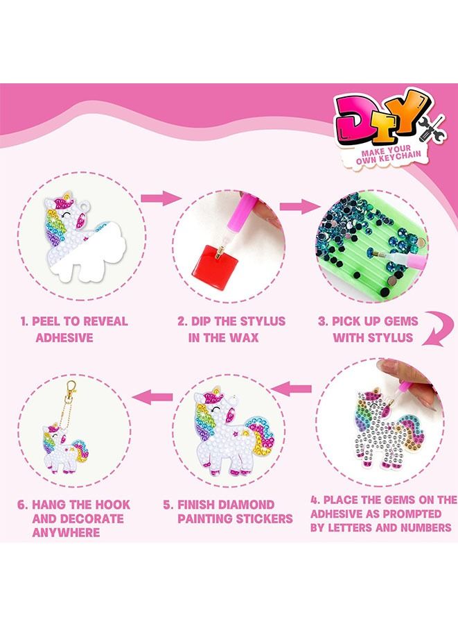 Muyixin مجموعة الطلاء الماسي للأطفال، فن الماس الكبير D الماسي للأطفال، اصنع سلاسل المفاتيح الخاصة بك من الأحجار الكريمة للأطفال من سن 6 7 8 9 10 11 12 سنة - Image 4