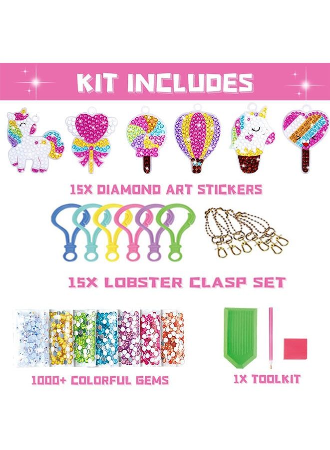 Muyixin مجموعة الطلاء الماسي للأطفال، فن الماس الكبير D الماسي للأطفال، اصنع سلاسل المفاتيح الخاصة بك من الأحجار الكريمة للأطفال من سن 6 7 8 9 10 11 12 سنة - Image 2