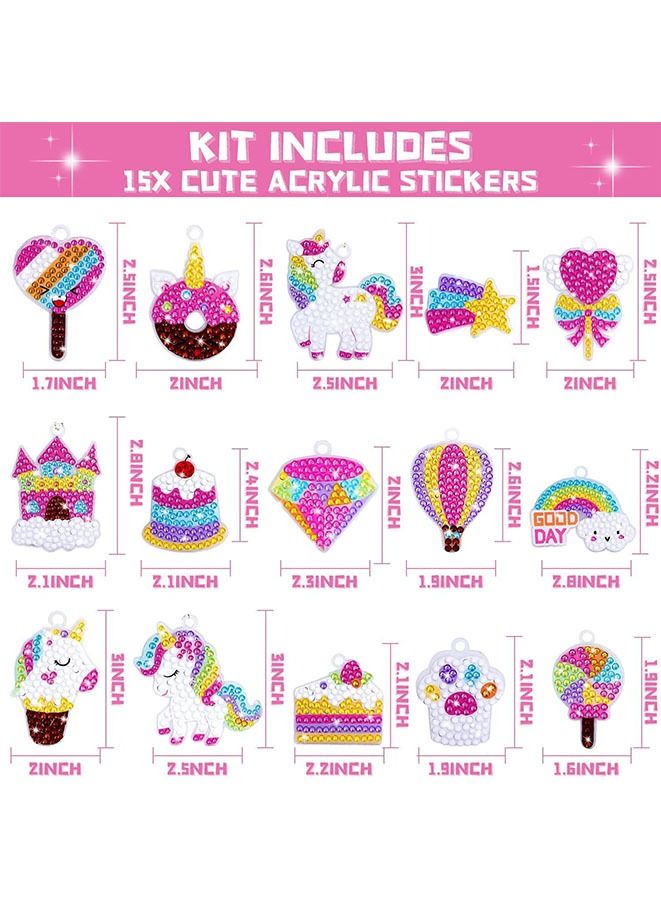 Muyixin مجموعة الطلاء الماسي للأطفال، فن الماس الكبير D الماسي للأطفال، اصنع سلاسل المفاتيح الخاصة بك من الأحجار الكريمة للأطفال من سن 6 7 8 9 10 11 12 سنة - Image 3